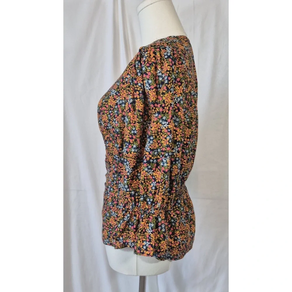 Free People I Found You Floral Orange Cotton Printed Top Small New